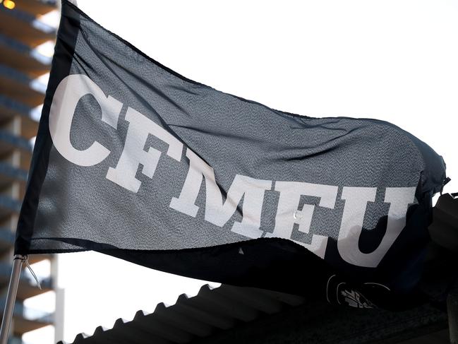 Generic CFMEU signage on a building site at Newstead, Brisbane. Newstead Friday 19th July 2024 Picture David Clark