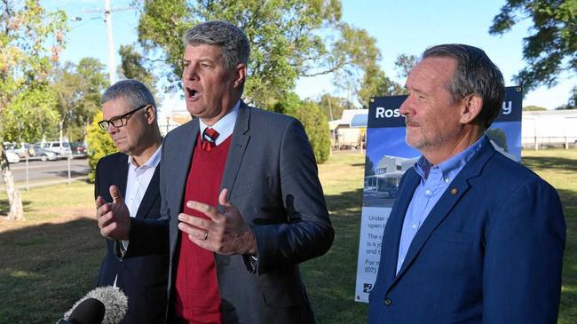 Local Government Minister Stirling Hinchcliffe, Ipswich City Council CEO David Farmer and Jim Madden MP. Picture: Rob Williams