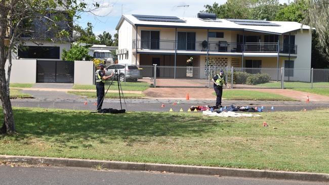 NT Police Major Crash Investigation Unit examining the scene of a suspected hit-and-run at Trower Rd, Brinkin, in which three people suffered serious injuries, April 19, 2024. Picture: Alex Treacy