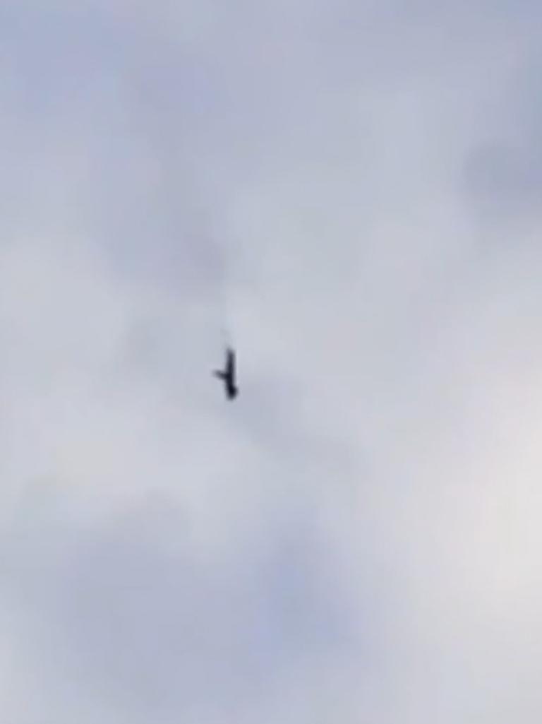 Clips showed the plane falling from the sky before turning into a fiery heap. Picture: AFP