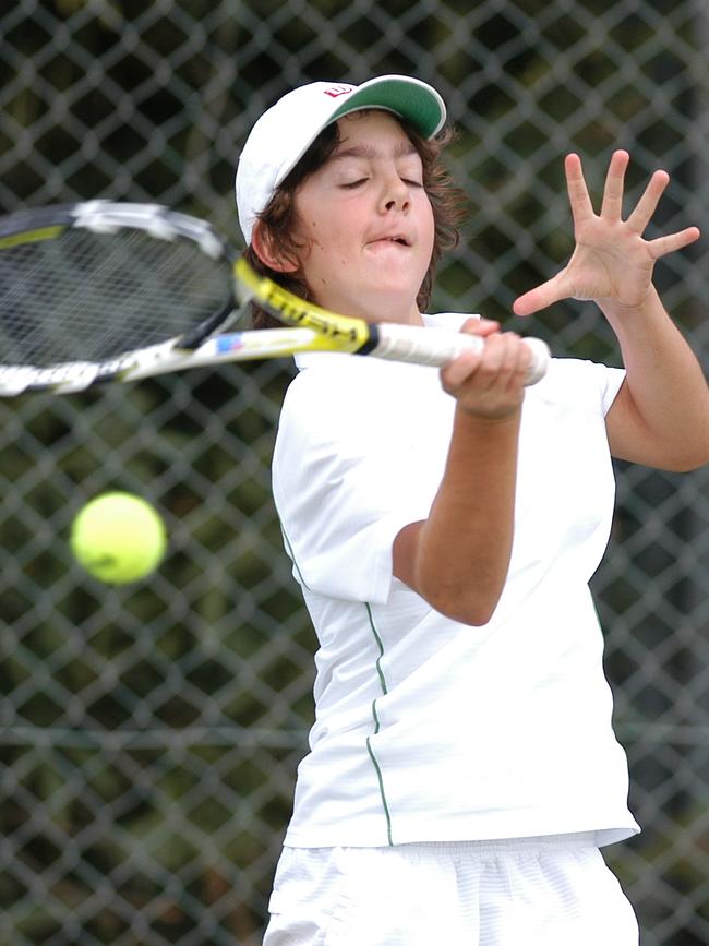 A young Thanasi Kokkinakis competes at a tournament in 2007.