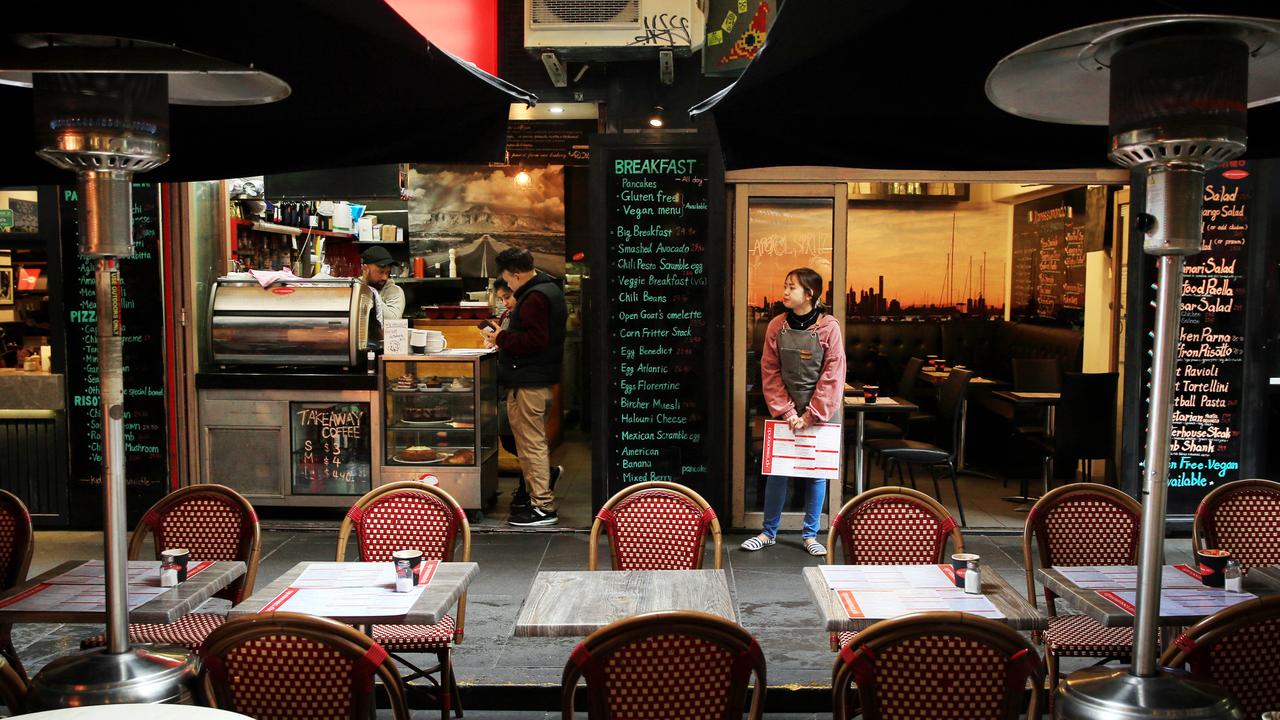 Popular brunch location Degraves St in Melbourne has been struggling during the COVID-19 pandemic. The easing of restrictions might breathe life back into their business. Picture: Aaron Francis