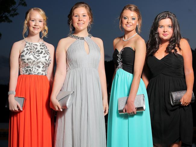 St Aloysius leavers, from left, Jess Poland, Ellie Lada, Cara Griggs and Holly Smee. Picture: LUKE BOWDEN