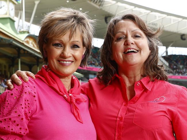 DAILY TELEGRAPH 5TH JANUARY 2023Pictured at the Sydney Cricket Ground at Moore Park in Sydney former cancer sufferer Vanessa Kostrz  and herMcGrath Beast Care Nurse Lindi Brokenshire during day two of the Pink Test between Australia and South Africa.Picture: Richard Dobson