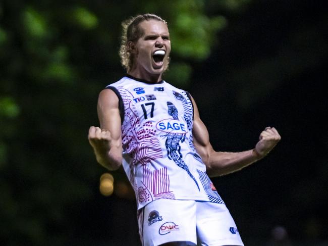 Jed Anderson playing for Southern Districts in the 2024-25 NTFL season. Picture: Patch Clapp / AFLNT Media