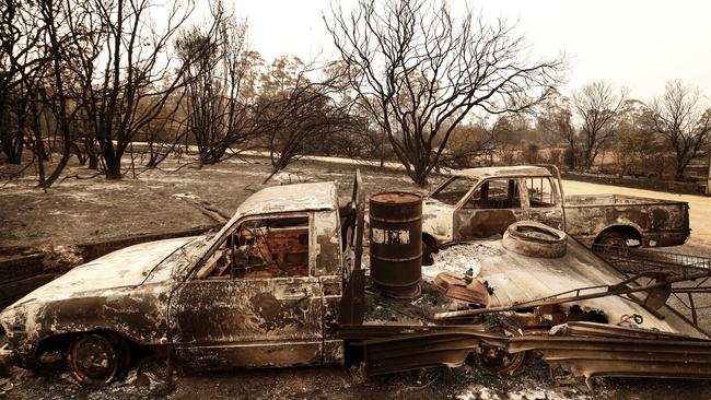 Fire damage in Sarsfield in Gippsland on January 3. Picture: Darrian Traynor/Getty Images