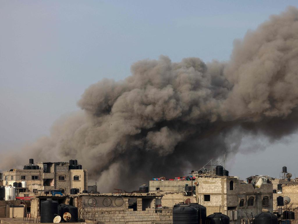 Smoke billows following Israeli bombardment in Rafah, in the southern Gaza Strip, on March 27, 2024, amid the ongoing conflict between Israel and the Palestinian militant group Hamas. Picture: AFP