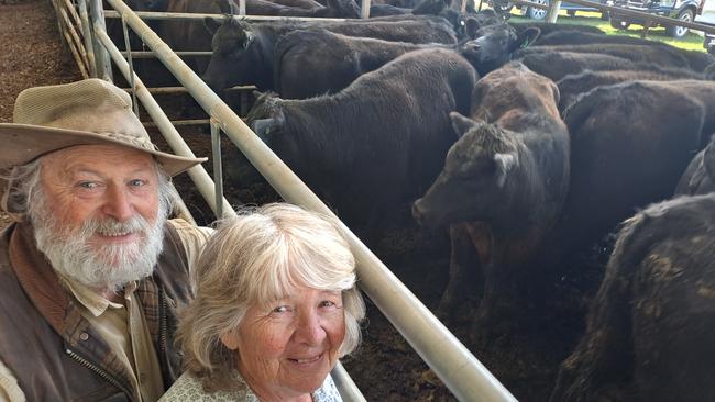 Jenny and Paul Leishman, Pryors Paddock near Farradale, sold 16 Angus heifers weighing 379kg for $1350 at the Yea cattle sale, giving them a win after some of the heifers had been purchased for just $600 when the market was struggling.