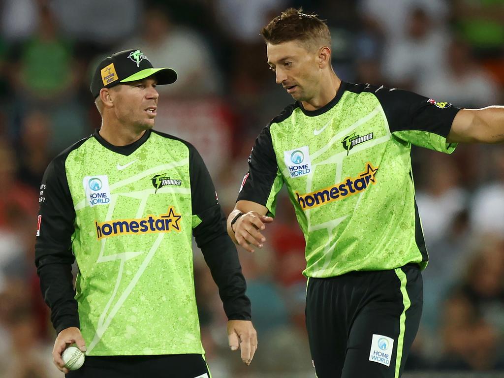 David Warner’s Sydney Thunder has set a platform for a finals tilt, but Daniel Sams’ absence will hurt. Picture: Mike Owen/Getty Images