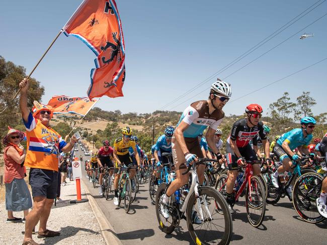 Tour Down Under 2020 Stage 1 Tanunda. Dutch fan Jack van Hoof (0409832147) cheers on the peloton on Breakneck Hill Rd. Picture: Brad Fleet