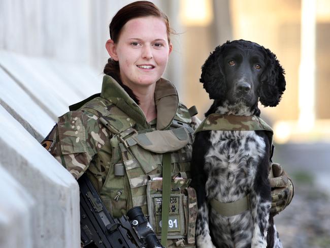 Private Beth Jones, 24, with her English Spring Cross Cocker Spaniel Jasper. Picture: Gary Ramage