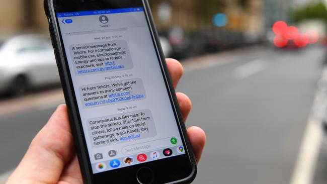 Australians have been sent health warnings via text message. Picture: AAP Image/James Ross