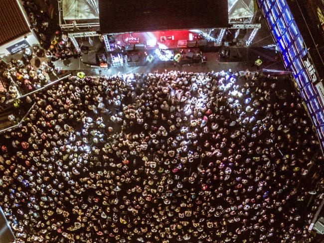 A drone’s eye view of Shakafest at the Miami Tavern in August 2017. The festival won event of the year at the 2018 Gold Coast Music Awards. Picture: @LampPhotography, courtesy GCMA.