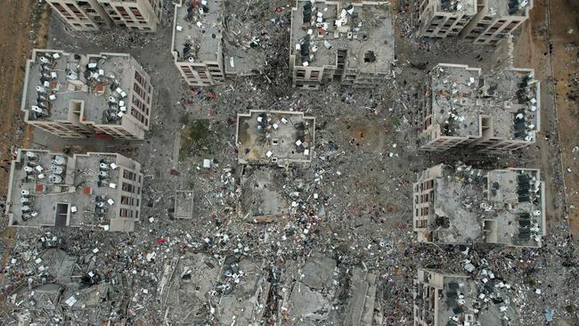 The destruction caused by Israeli strikes in Wadi Gaza. Picture: AFP