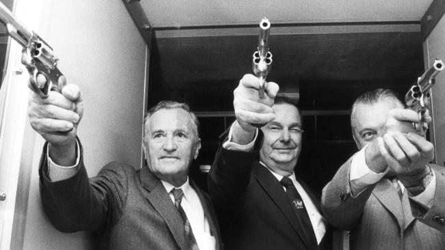 Bill Gunn, Ivan Harrison and Sir Terence (Terry) Lewis at the opening of Oxley Police Academy.