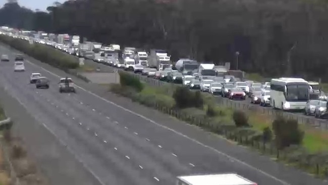 Drivers faced significant delays after westbound lanes on the Princes Fwy were closed on August 29. Picture: VicTraffic.