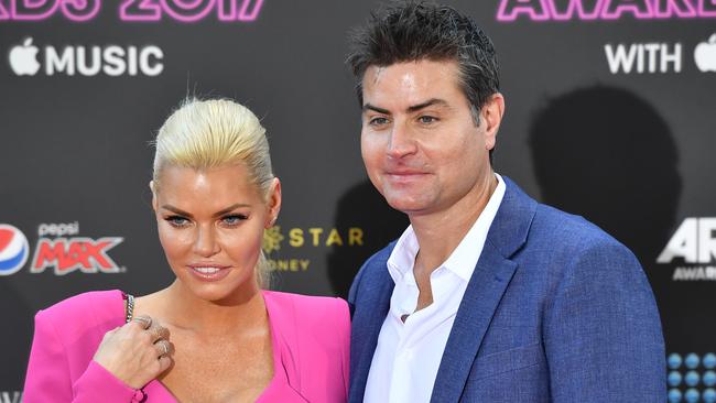 Sophie Monk and Stu Laundy at the ARIA Awards at The Star, in Sydney, in November. Picture: AAP Image/Joel Carrett.