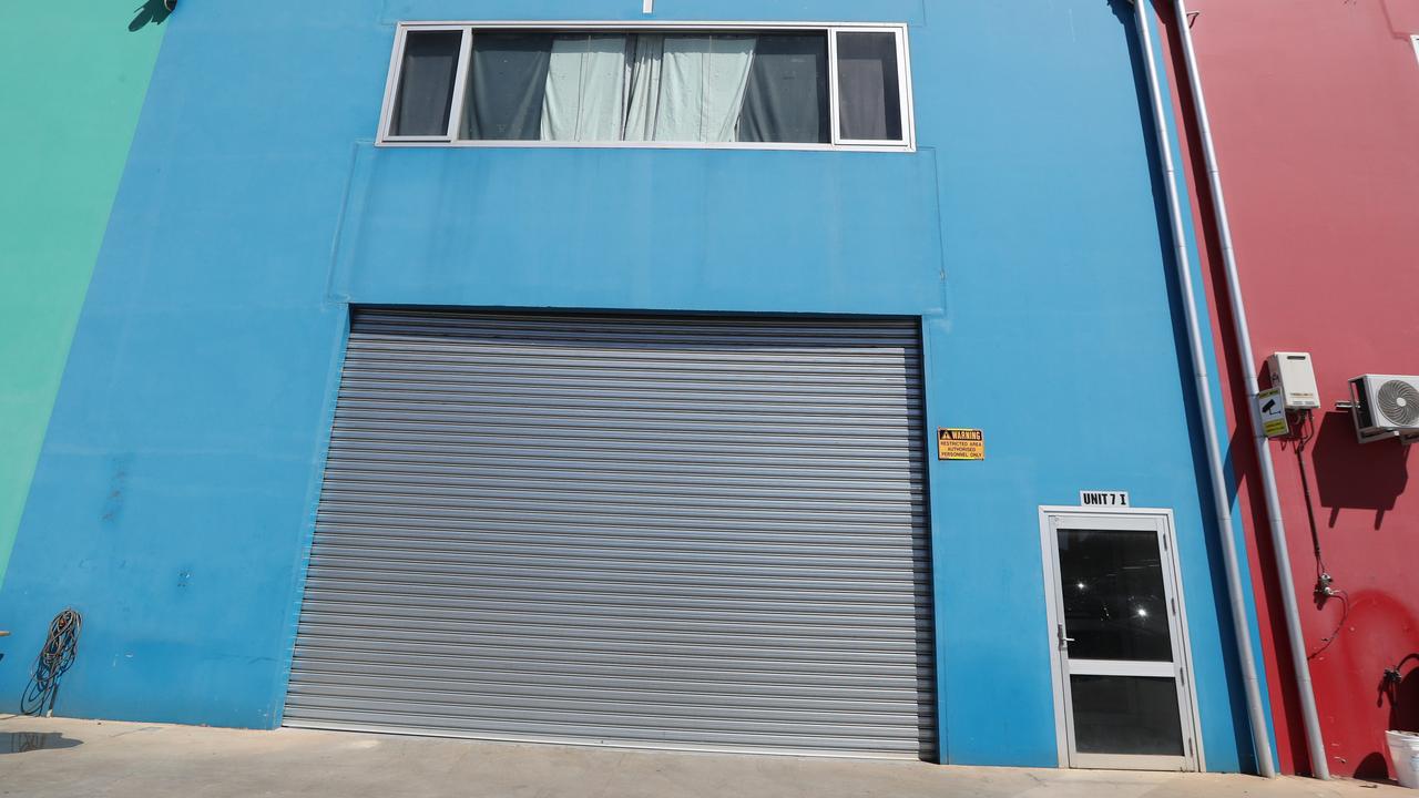 This Beafield Road industrial unit at Para Hills West was being used as a base by the Descendants bikie gang.