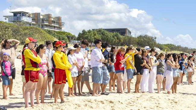 Hundreds of people gathered on the sand. Picture: Richard Walker