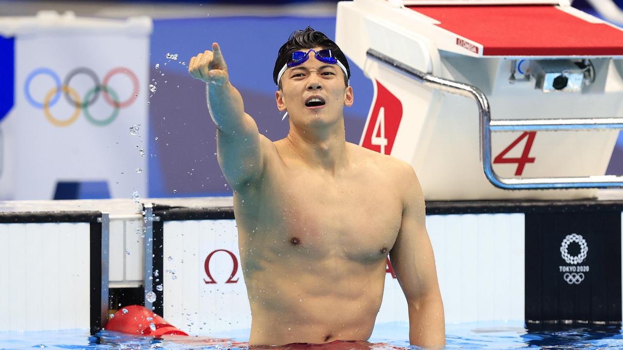 China's Shun Wang wins Gold in the Men's 200m Individual Medley Final at the Tokyo Olympics. Pics Adam Head.