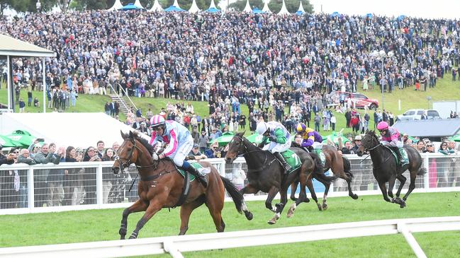 Rockstar Ronnie will attempt to go back-to-back in the Grand Annual Steeplechase at Warrnambool on Thursday. Photo: Reg Ryan/Getty Images.