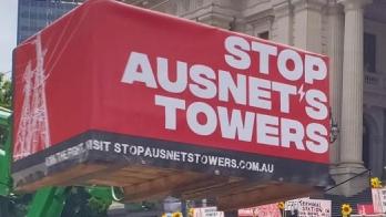 Stop AusNet's Towers rally at State Parliament on March 8, 2022. Photo: Stop AusNet's Towers