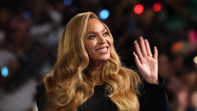 HOUSTON, TEXAS - OCTOBER 25: Recording artist Beyonce looks on during a campaign rally with Democratic presidential candidate, U.S. Vice President Kamala Harris, at Shell Energy Stadium on October 25, 2024 in Houston, Texas. Vice President Kamala Harris is campaigning in Texas holding a rally supporting reproductive rights with recording artists Beyonce and Willie Nelson.  (Photo by Justin Sullivan/Getty Images)