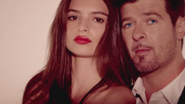 Robin Thicke and Emily Ratajkowski in the Blurred Lines video.