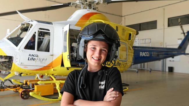 12 year-old RACQ Lifeflight recipient Connor Creagh meets the team that rescued him with his mum Connor Creagh. Photographer: Liam Kidston. Picture: Liam Kidston