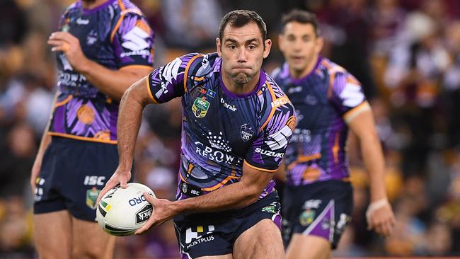 Cameron Smith of the Storm during the Round 10 NRL match between the Melbourne Storm and the Gold Coast Titans at Suncorp Stadium in Brisbane, Saturday, May 12, 2018. (AAP Image/Dave Hunt) NO ARCHIVING, EDITORIAL USE ONLY