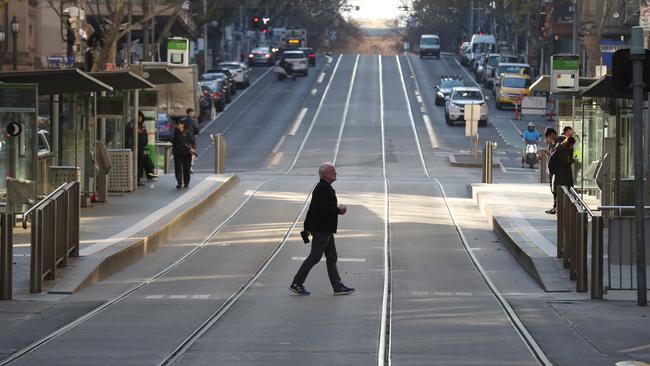 The inner city, which was barely recovering after first lockdown restrictions were lifted, remains a ghost town. Picture: David Crosling