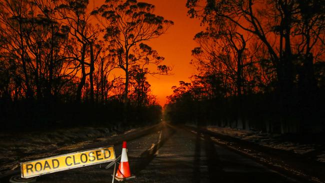 Mallacoota was still cut off by road on Saturday. Picture: David Caird