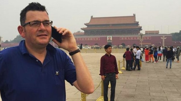 Daniel Andrews in Tiananmen Square. Picture: Twitter