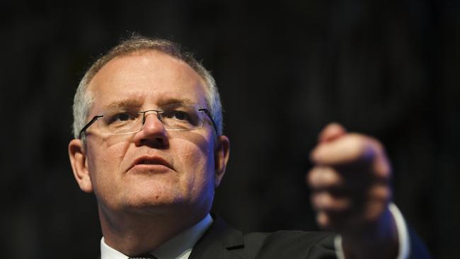 Australian Prime Minister Scott Morrison speaks to members of the Australian Pubic Service (APS) during an address to the Address to the Institute of Public Administration Australia (IPAA) at Parliament House in Canberra, Monday, August 19, 2019. (AAP Image/Lukas Coch) NO ARCHIVING