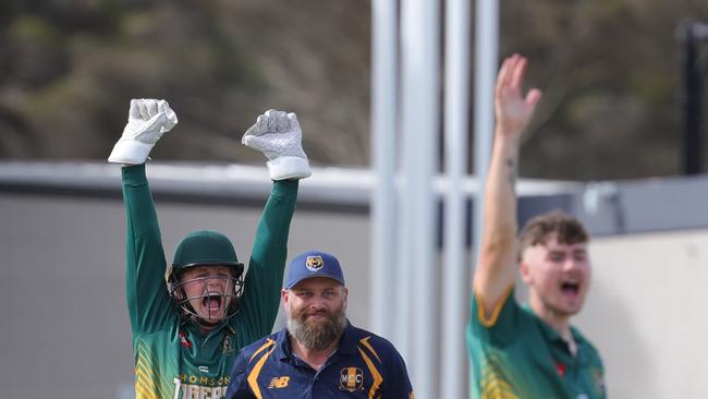 Thomson’s Seaver Rowley, appealing for the wicket of Marshall batter Stuart Blythe, has dominated again in GCA3. Picture: Mark Wilson