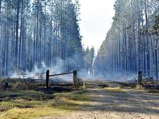 Fire smouldering at Clearfield near Rappville on Sunday, August 11. Picture: Susanna Freymark