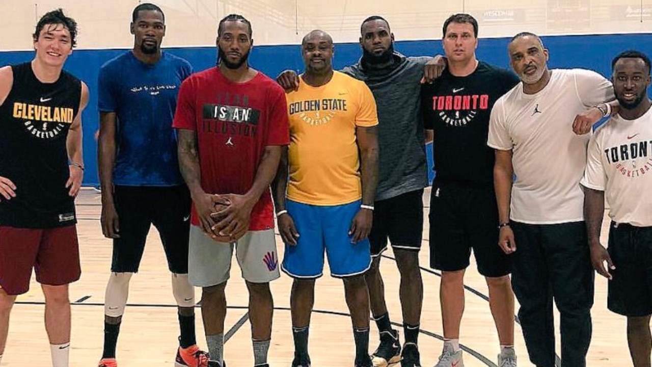 NBA LeBron James Kevin Durant Kawhi Leonard workout photo