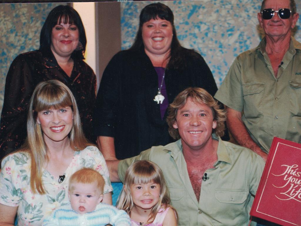 Steve, Terri, Bindi and Robert Irwin pictured with Steve’s sisters Joy and Mandy and dad Bob. Picture: Supplied