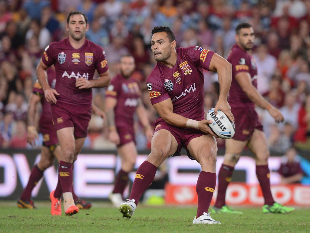 Ben Te'o in action for the Maroons. Picture: Dave Hunt