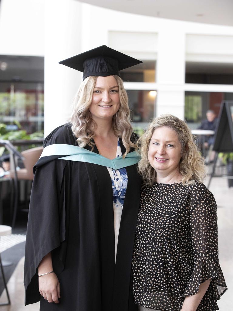 UTAS Graduations, Georgia Rainbird and Kim Adlard at Hobart. Picture Chris Kidd