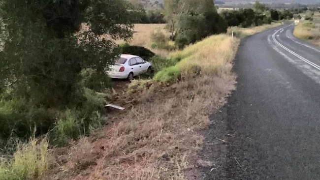 The Booie man hitched a ride home with a good samaritan after crashing on Kingaroy Barkers Creek road.