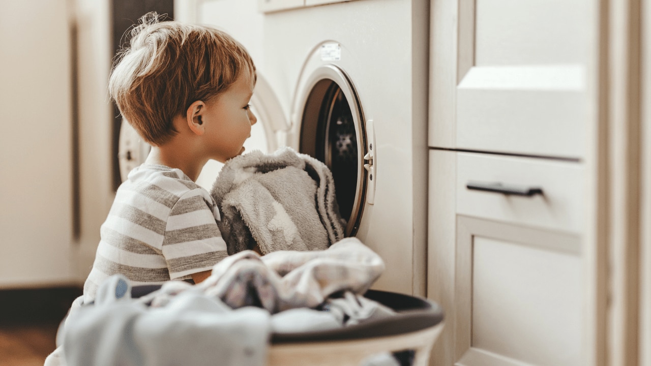 The 4yo went into the bathroom and took a sneaky bite of the washing machine seal. Image: iStock