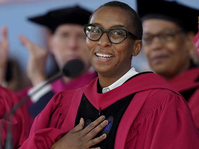 Claudine Gay, Edgerley Family Dean of Harvard's Faculty of Arts and Sciences, addresses an audience during commencement ceremonies, Thursday, May 25, 2023, on the schools campus, in Cambridge, Mass. Harvard has announced that Gay is to succeed Harvard University Lawrence Bacow, and is to become its new president beginning July 1, 2023. (AP Photo/Steven Senne)