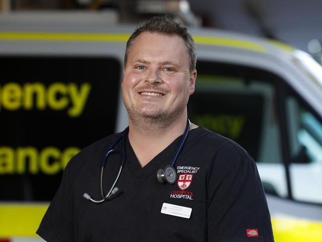 Dr Alex Mackey, head of ED at Liverpool Hospital, is one of many healthcare workers who will get a one-off $3000 thank you payment. Picture: Jonathan Ng