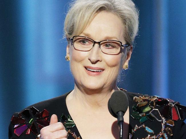 BEVERLY HILLS, CA - JANUARY 08: In this handout photo provided by NBCUniversal, Meryl Streep accepts  Cecil B. DeMille Award  during the 74th Annual Golden Globe Awards at The Beverly Hilton Hotel on January 8, 2017 in Beverly Hills, California. (Photo by Paul Drinkwater/NBCUniversal via Getty Images)