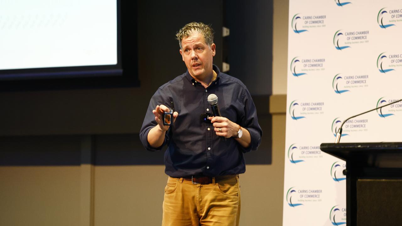 Tourism Tropical North Queensland CEO Mark Olsen was the keynote speaker at the Cairns Chamber of Commerce February business lunch - Tourism Industry Update &amp; Outlook, held at the Pullman International hotel. Picture: Brendan Radke