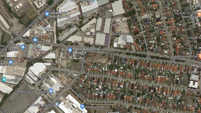 The dance party took place in a warehouse on Perry St, Matraville. Image: Google Maps