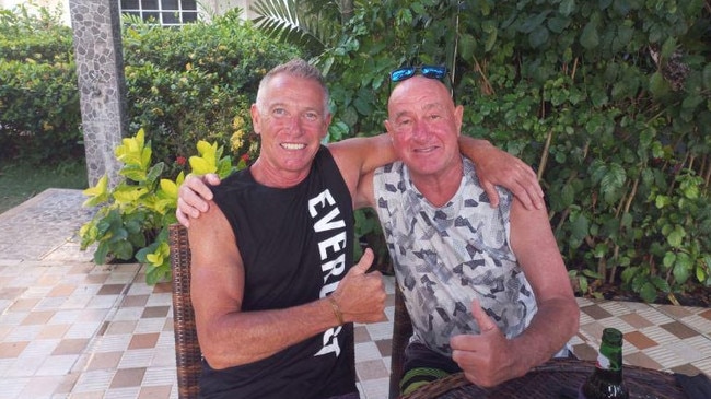 Australian man Craig Laidley, 56 (L) drowned at Balian Beach, Selemadeg, while trying to rescue a German tourist from the rough waves. Pictured with cousin Rob Laidley in Bali in November 2023. Picture: Supplied