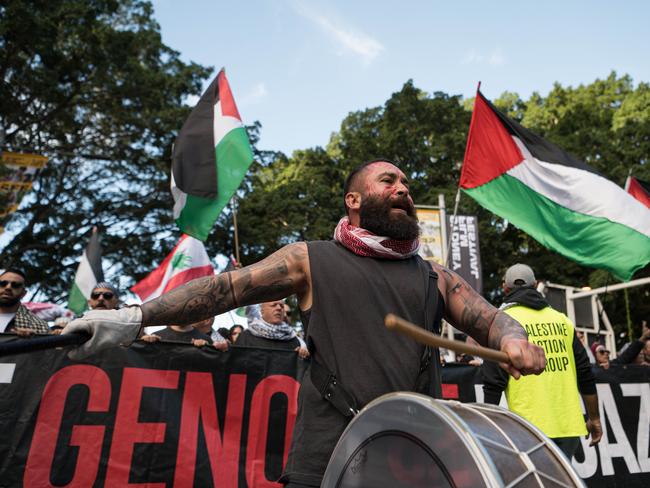 Members of the Palestine Action Group gather ahead of a rally in Sydney. The Greens have been accused of stoking anti-Semitism. Picture: NewsWire / Flavio Brancaleone