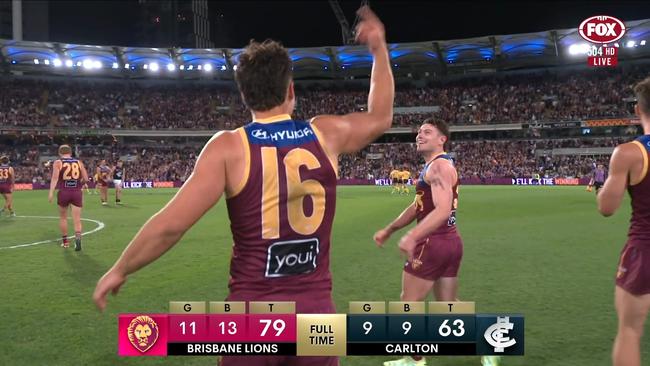 Cam Rayner seemed to enjoy the siren. Photo: Fox Footy.